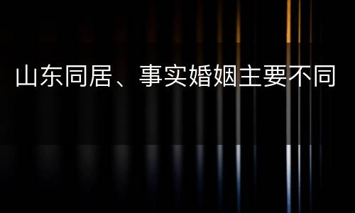 山东同居、事实婚姻主要不同