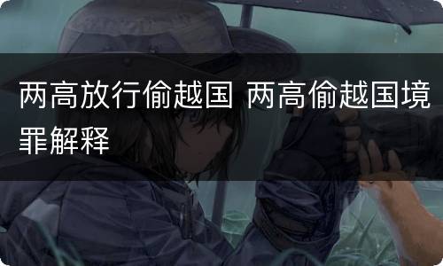 两高放行偷越国 两高偷越国境罪解释