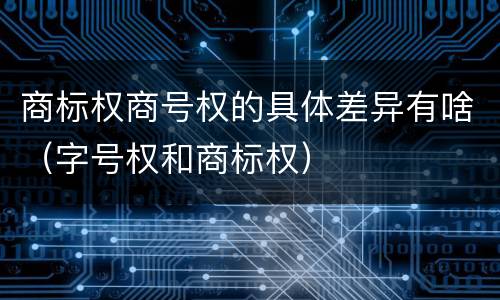 商标权商号权的具体差异有啥（字号权和商标权）