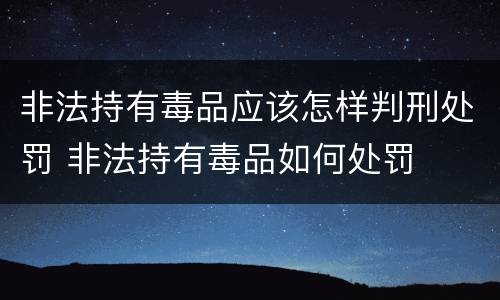 非法持有毒品应该怎样判刑处罚 非法持有毒品如何处罚