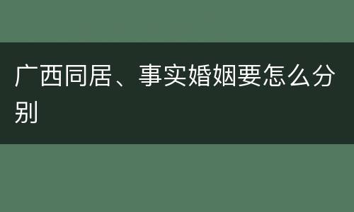 广西同居、事实婚姻要怎么分别
