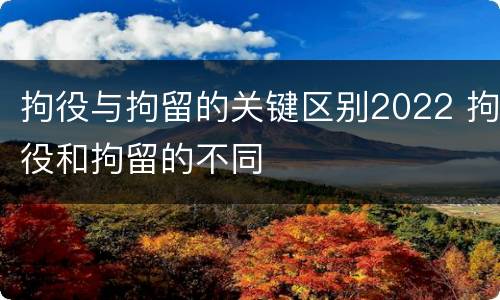 拘役与拘留的关键区别2022 拘役和拘留的不同