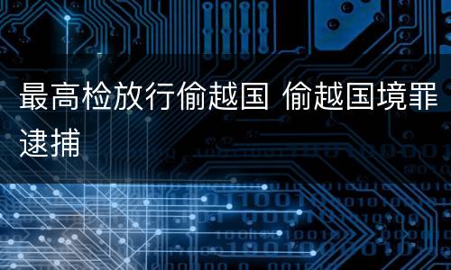 最高检放行偷越国 偷越国境罪逮捕