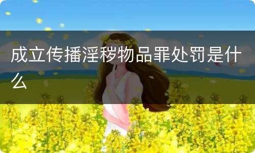 成立传播淫秽物品罪处罚是什么