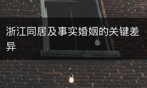 浙江同居及事实婚姻的关键差异
