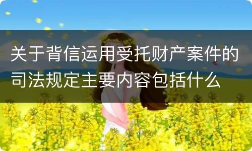 关于背信运用受托财产案件的司法规定主要内容包括什么