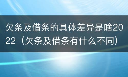 欠条及借条的具体差异是啥2022（欠条及借条有什么不同）