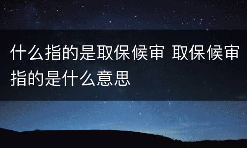 什么指的是取保候审 取保候审指的是什么意思