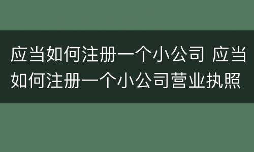应当如何注册一个小公司 应当如何注册一个小公司营业执照