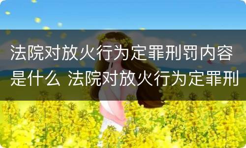 法院对放火行为定罪刑罚内容是什么 法院对放火行为定罪刑罚内容是什么