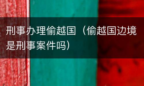刑事办理偷越国（偷越国边境是刑事案件吗）