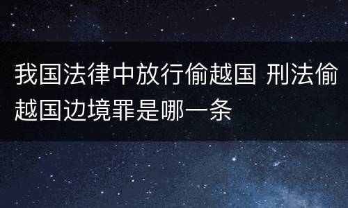 我国法律中放行偷越国 刑法偷越国边境罪是哪一条