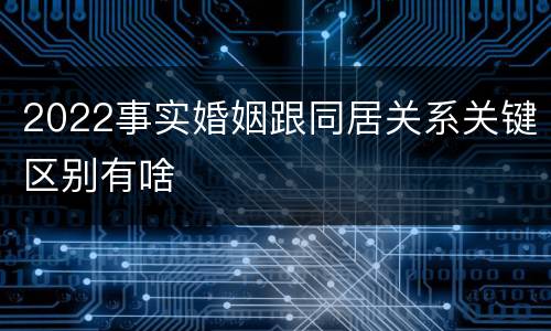 2022事实婚姻跟同居关系关键区别有啥