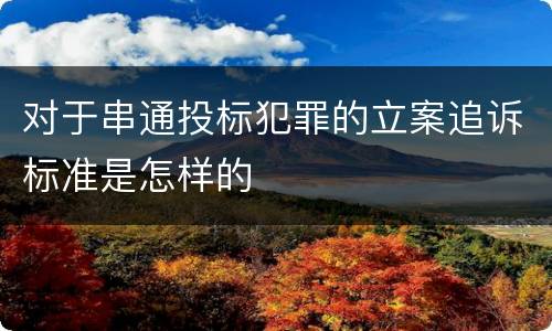 对于串通投标犯罪的立案追诉标准是怎样的