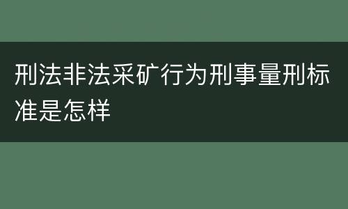 刑法非法采矿行为刑事量刑标准是怎样