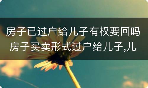 房子已过户给儿子有权要回吗 房子买卖形式过户给儿子,儿子有权要回房产证吗?