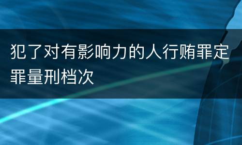 犯了对有影响力的人行贿罪定罪量刑档次