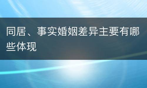 同居、事实婚姻差异主要有哪些体现