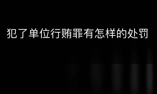 犯了单位行贿罪有怎样的处罚