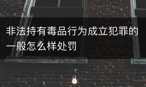 非法持有毒品行为成立犯罪的一般怎么样处罚