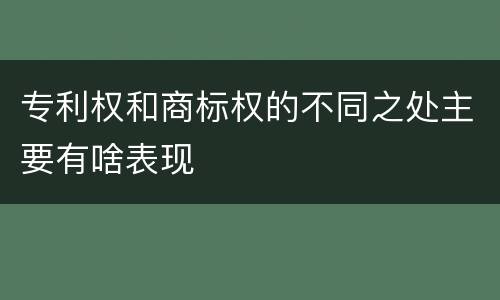 专利权和商标权的不同之处主要有啥表现