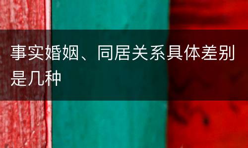 事实婚姻、同居关系具体差别是几种