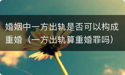 婚姻中一方出轨是否可以构成重婚（一方出轨算重婚罪吗）