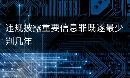 违规披露重要信息罪既遂最少判几年