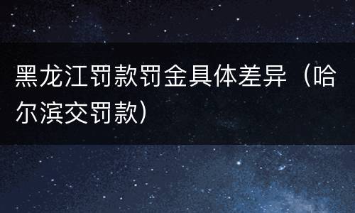 黑龙江罚款罚金具体差异（哈尔滨交罚款）