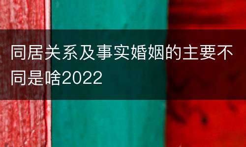 同居关系及事实婚姻的主要不同是啥2022