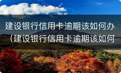建设银行信用卡逾期该如何办（建设银行信用卡逾期该如何办理延期）