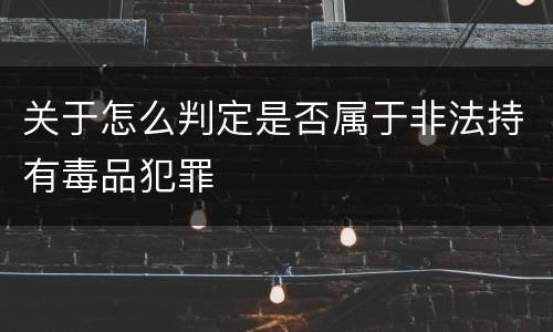 关于怎么判定是否属于非法持有毒品犯罪