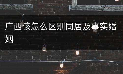 广西该怎么区别同居及事实婚姻