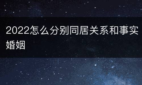 2022怎么分别同居关系和事实婚姻