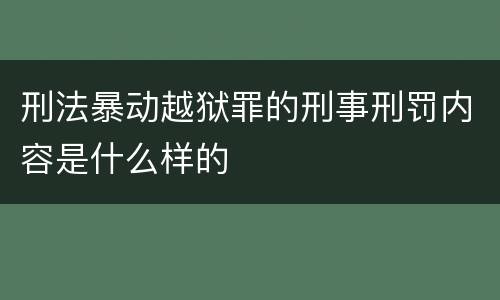 刑法暴动越狱罪的刑事刑罚内容是什么样的