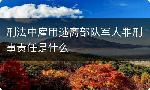 刑法中雇用逃离部队军人罪刑事责任是什么