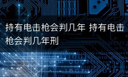 持有电击枪会判几年 持有电击枪会判几年刑