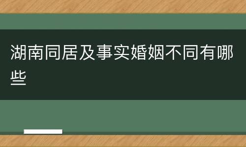 湖南同居及事实婚姻不同有哪些