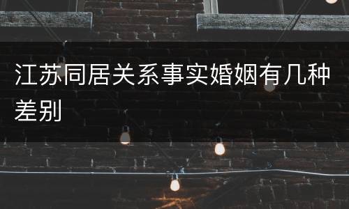 江苏同居关系事实婚姻有几种差别