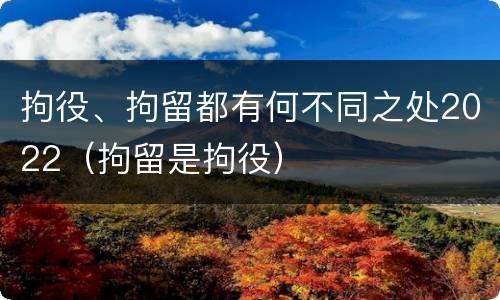 拘役、拘留都有何不同之处2022（拘留是拘役）