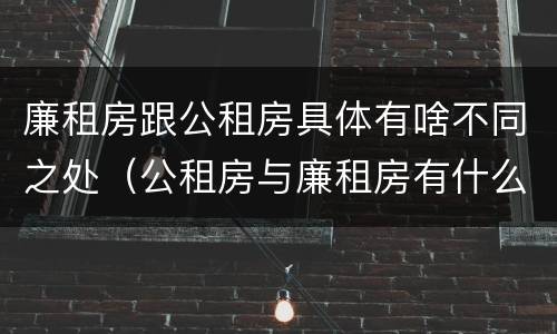 廉租房跟公租房具体有啥不同之处（公租房与廉租房有什么区别）