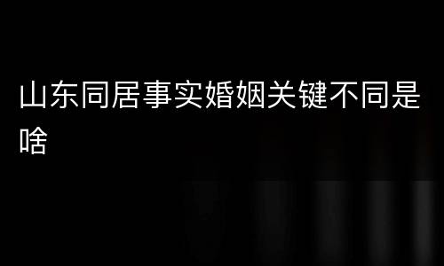 山东同居事实婚姻关键不同是啥