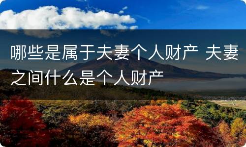 哪些是属于夫妻个人财产 夫妻之间什么是个人财产