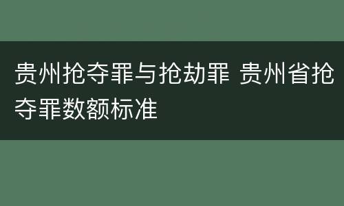 贵州抢夺罪与抢劫罪 贵州省抢夺罪数额标准