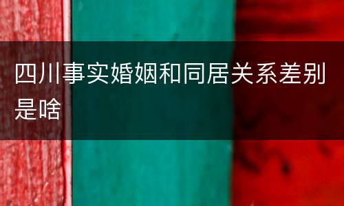 四川事实婚姻和同居关系差别是啥