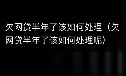欠网贷半年了该如何处理（欠网贷半年了该如何处理呢）