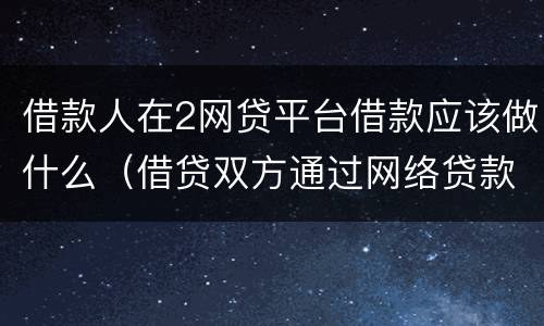 借款人在2网贷平台借款应该做什么（借贷双方通过网络贷款平台形成借贷关系）