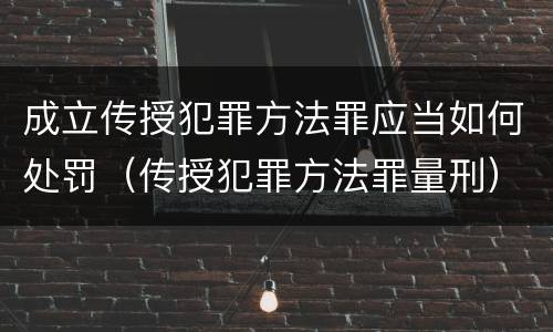 成立传授犯罪方法罪应当如何处罚（传授犯罪方法罪量刑）
