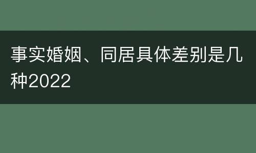 事实婚姻、同居具体差别是几种2022