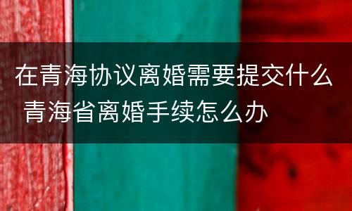 在青海协议离婚需要提交什么 青海省离婚手续怎么办